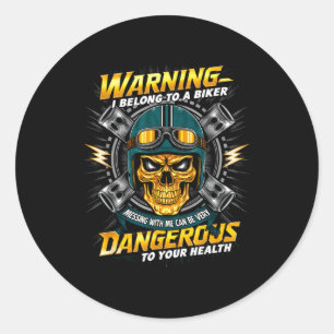 Biker Girlfriend Wife I Belong To A Biker Valentin Classic Round Sticker