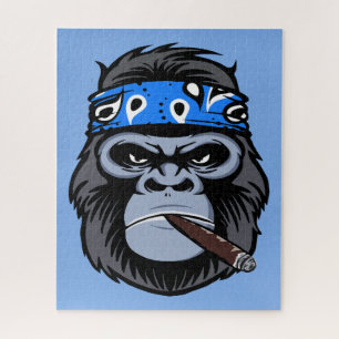 Biker gorilla smoking smoking cigar animal art jigsaw puzzle