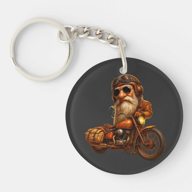 Biker Grandpa Keychain – Cool Chopper Ride Mini A (Front)