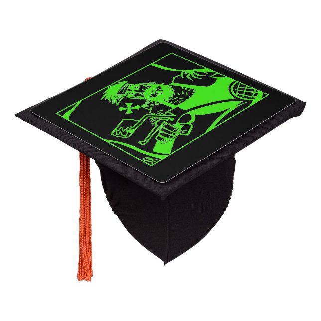 Biker green black graduation cap (Angled)