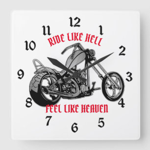 Biker Heaven White  Square Wall Clock