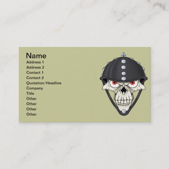 Biker Helmet Skull design for Motorcycle Riders Business Card (Front)