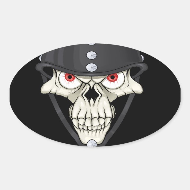 Biker Helmet Skull design for Motorcycle Riders Oval Sticker (Front)
