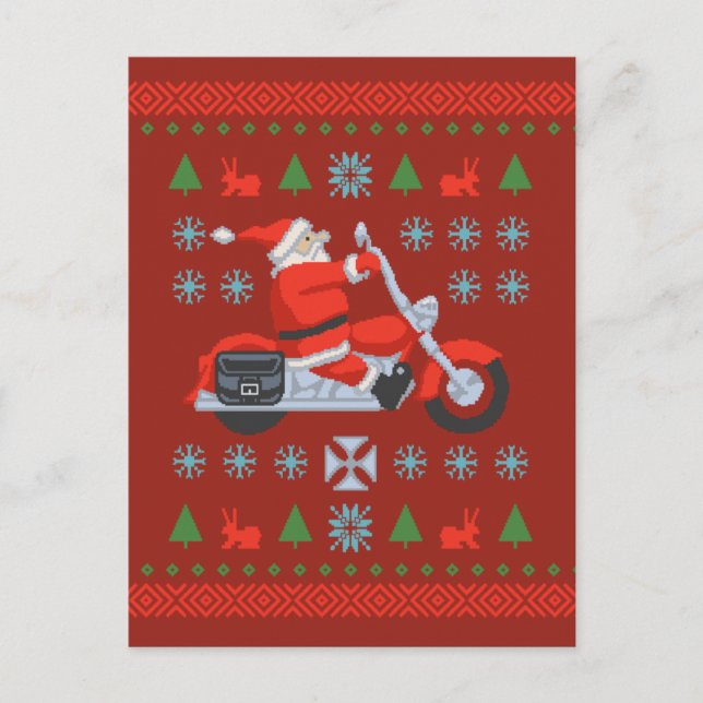 Biker Holiday Sweater Tees Postcard (Front)