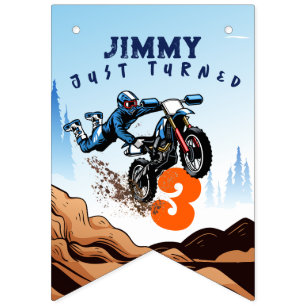 Biker Kid Dirt Stunt Bike Birthday Bunting Flags