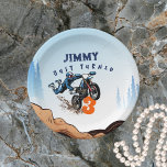 Biker Kid Dirt Stunt Bike Birthday Paper Plate<br><div class="desc">Celebrate your child's special day with an exciting biker themed birthday party! Our personalized invitation cards feature a stunt bike, perfect for your little stuntman’s celebration. Invite all of their friends and let the party begin! With a themed party, your child and their guests will have a blast and the...</div>