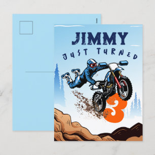 Biker Kid Dirt Stunt Bike Birthday Party Card