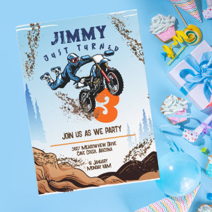 Biker Kid Dirt Stunt Bike Birthday Party Card