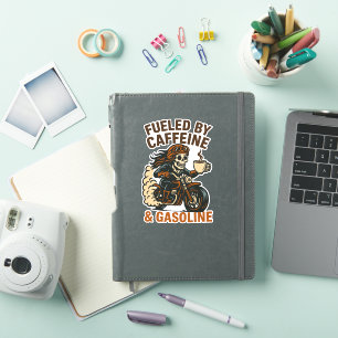 Biker lady Skeleton T-Shirt Fueled by Caffeine and