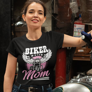 Biker Mom – Motorcycle Design in White & Pink  T-Shirt