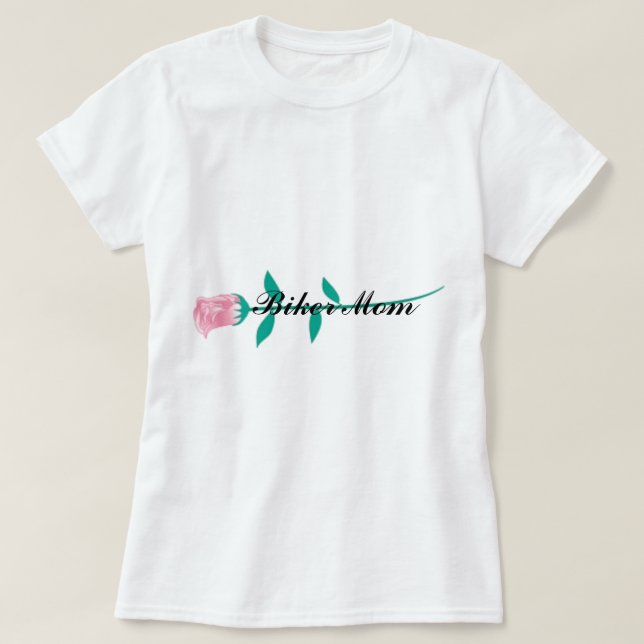 Biker Mom w/pinkrose 2 T-Shirt (Design Front)