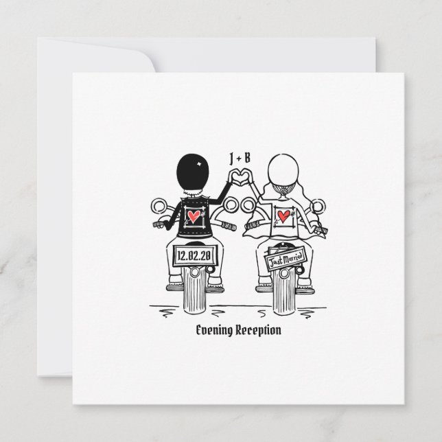 Biker Motorcycle Evening Wedding Invitation (Front)