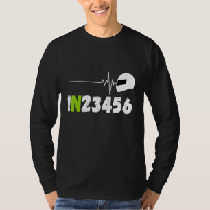 Biker Motorcycle Rider Ecg Heartbeat Two Wheels 1n T-Shirt
