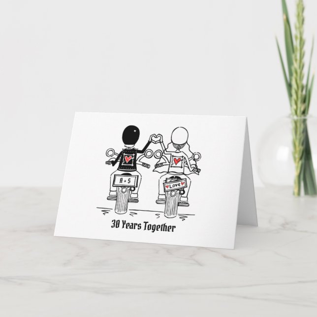 Biker Motorcycle Wedding Anniversary Card (Front)