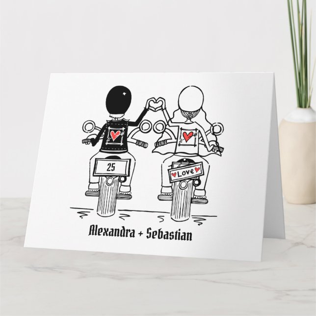 Biker Motorcycle Wedding Anniversary Card (Front)