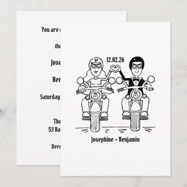 Biker Motorcycle Wedding Invitation (Front/Back)