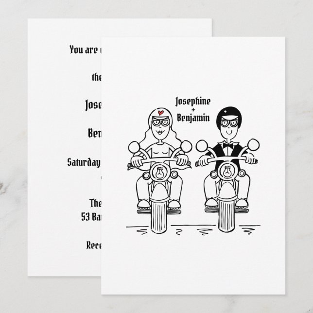 Biker Motorcycle Wedding Invitation (Devant / Derrière)