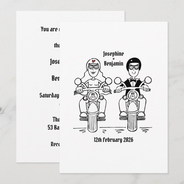 Biker Motorcycle Wedding Invitation (Front/Back)