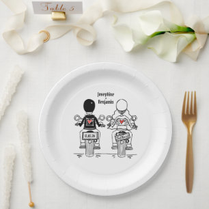 Biker Motorcycle Wedding Paper Plate