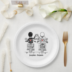 Biker Motorcycle Wedding Paper Plate