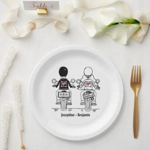 Biker Motorcycle Wedding Paper Plate