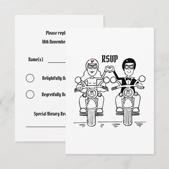 Biker Motorcycle Wedding RSVP to Invitation (Front/Back)
