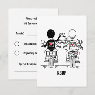 Biker Motorcycle Wedding RSVP to Invitation