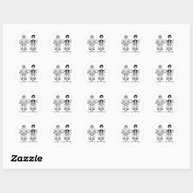 Biker Motorcycle Wedding Stickers (Sheet)