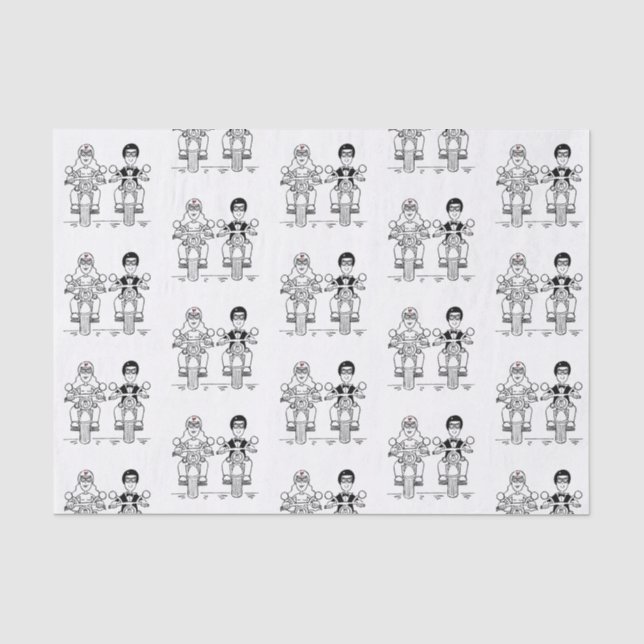 Biker Motorcycle Wedding Tissue Paper (Front)