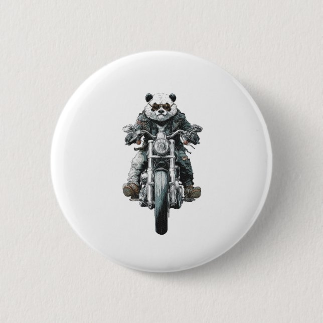 Biker Panda 2 Inch Round Button (Front)