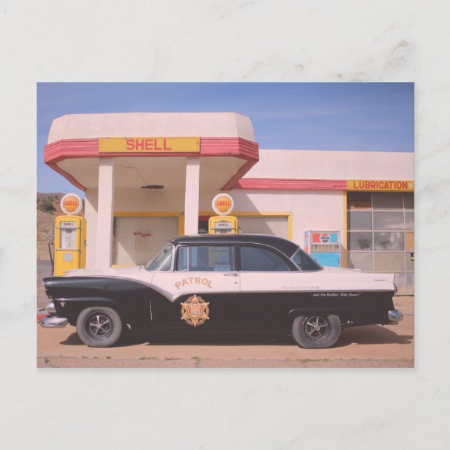 Biker Patrol Classic Car Service Station Postcard (Front)