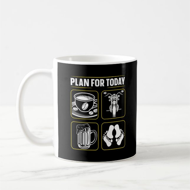 Biker Plan For Today Coffee Beer Mug (Left)