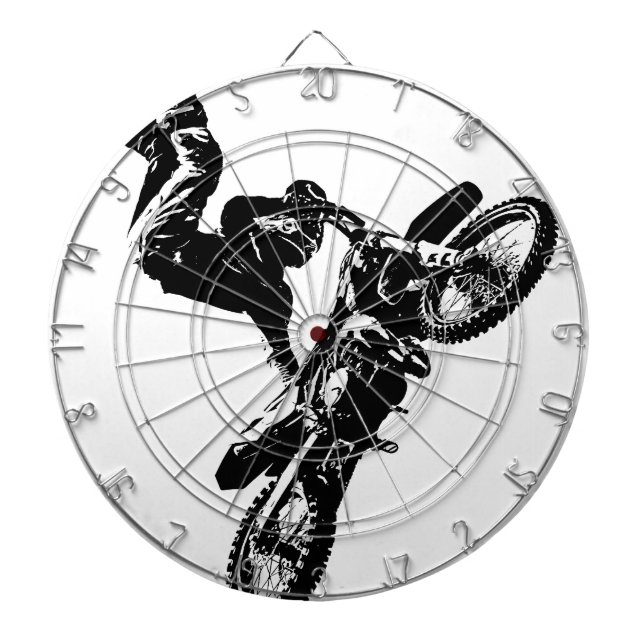 biker pop art motorcycle acrobatic speed sport dartboard (Front)
