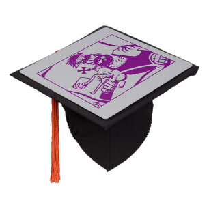 Biker purple grey graduation cap