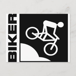 biker radfahrer bike mtb mountainbike downhill postcard