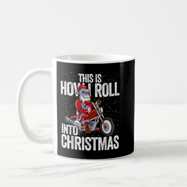 Biker Santa Claus Men Boys Motorcycle Motorbike Ch Coffee Mug (Left)
