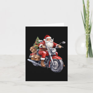 Biker Santa Claus On Motorcycle Fun Christmas Biki Card