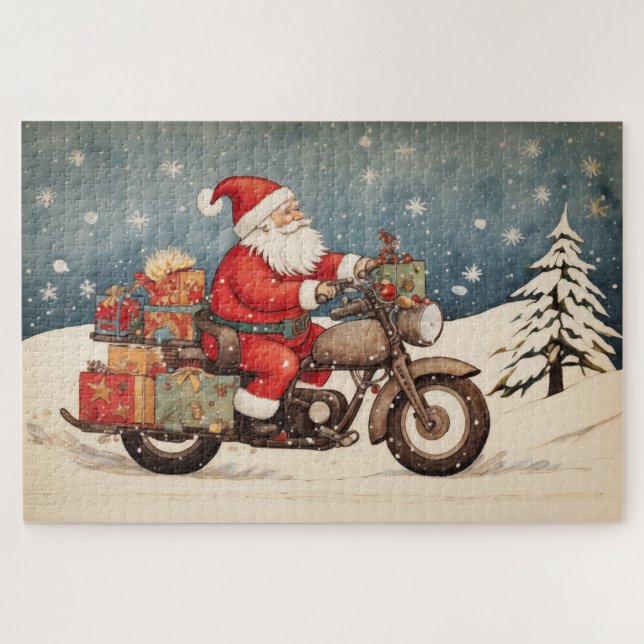 Biker Santa Jigsaw Puzzle (Horizontal)
