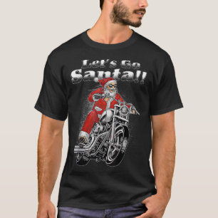 Biker Santa Motorcycle Fan Let's Go Brandom Funny  T-Shirt