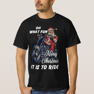 Biker Santa Motorcycle Merry Christmas Xmas Holida T-Shirt