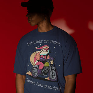 Biker Santa Perfect for Holiday Cheer Christmas T-Shirt