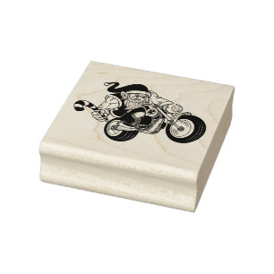 Biker Santa Rubber Stamp