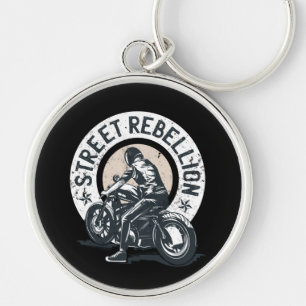 Biker Scorcher on a Motorcycle Keychain
