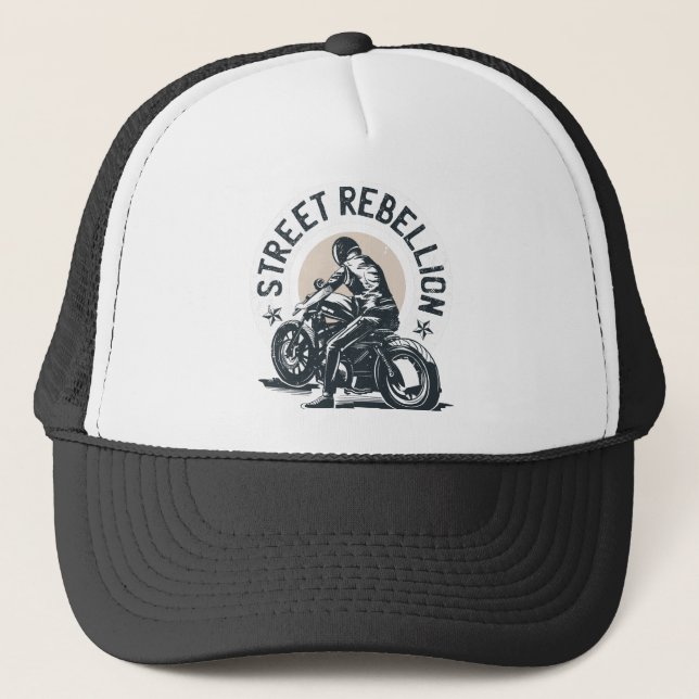Biker Scorcher on a Motorcycle Trucker Hat (Front)