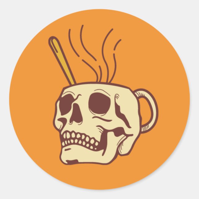 Biker Skull Classic Round Sticker (Front)