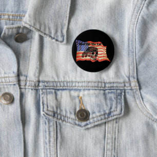 Biker till the end skull USA Flag art 2 Inch Round Button