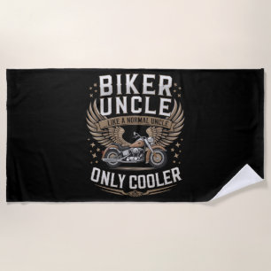 Biker Uncle Motorcycle Father's Day Beach Towel
