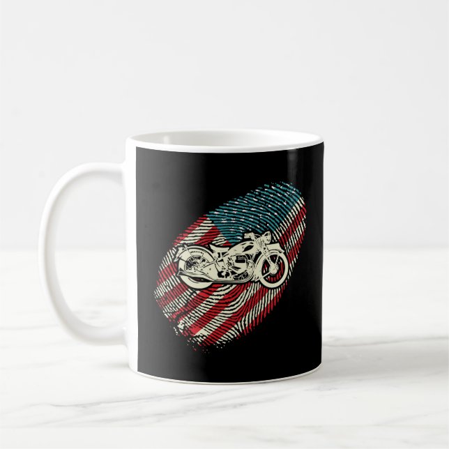 Biker Usa Flag Fingerprint Two Finger Wave Coffee Mug (Left)