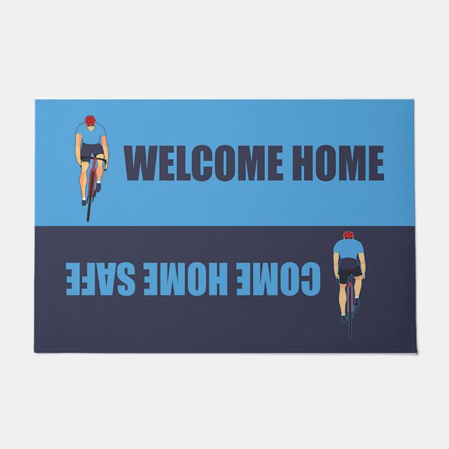 Biker Welcome Home Mat, Come Home Safe Doormat (Front)