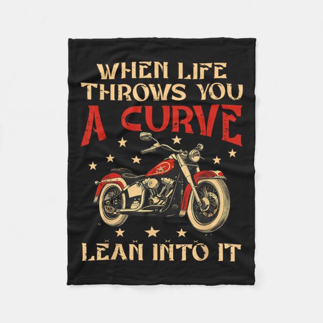 Biker When Life Throws You A Curve Motorcycle Men  Fleece Blanket (Front)